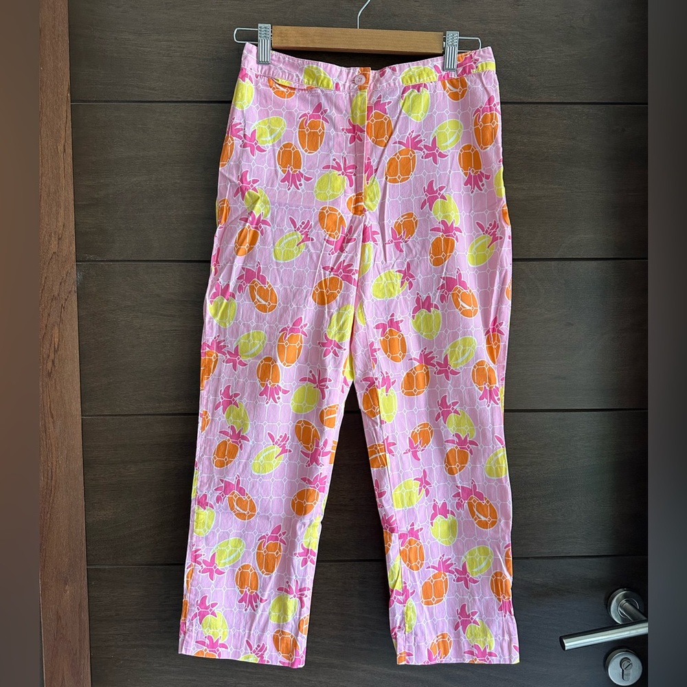 Lilly Pulitzer Pink and Orange Pineapple Lightweight Pants 2